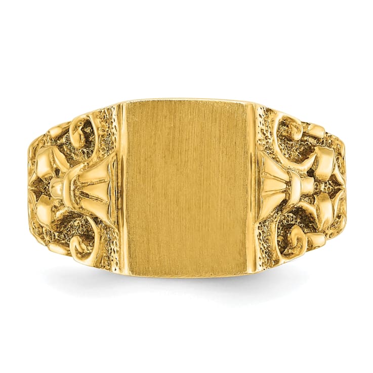 14K Yellow Gold 13x9mm Men's Signet Ring