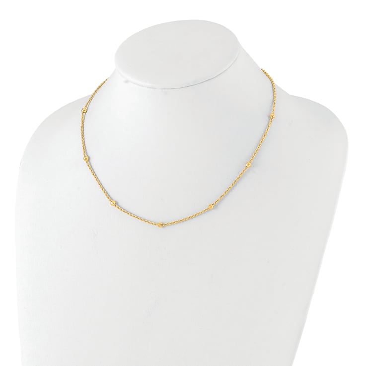14K Yellow Gold Diamond-cut Beaded Rope Chain Necklace