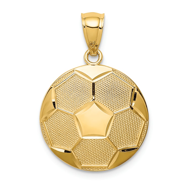14k Yellow Gold Textured Soccer Ball Pendant
