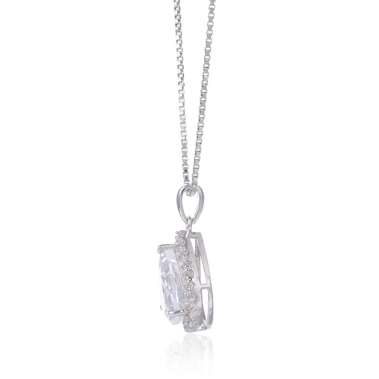 White Topaz Sterling Silver Pendant with Chain 4.22ctw