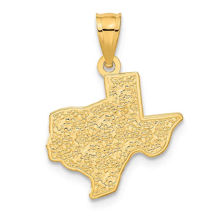 14k Yellow Gold Textured State of Texas Map Pendant