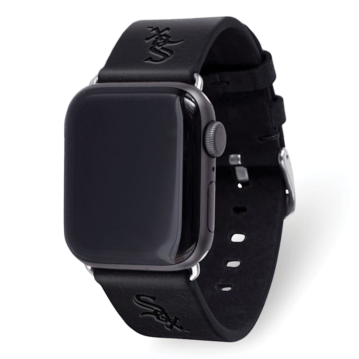 Gametime MLB Chicago White Sox Black Leather Apple Watch Band 38