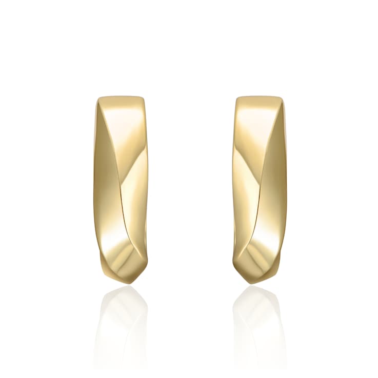 Geometric Rectangle Mini Hoop Earrings In 14K Gold Over Brass