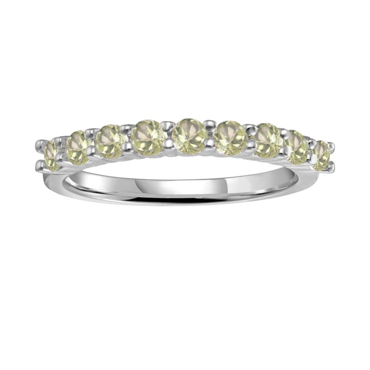 Round Peridot Sterling Silver Anniversary Style Stackable Band Ring, 0.90ctw