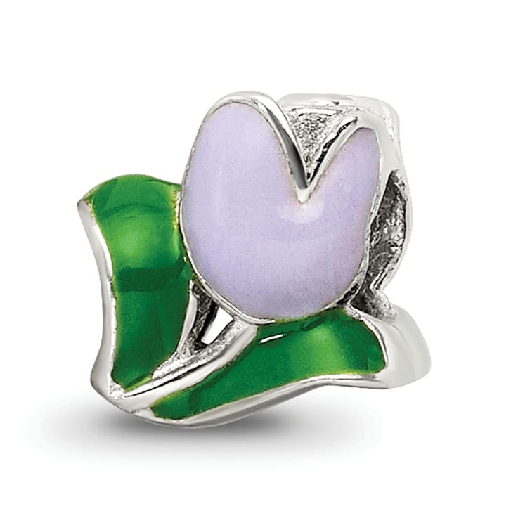 Sterling Silver Enameled Tulip Bead