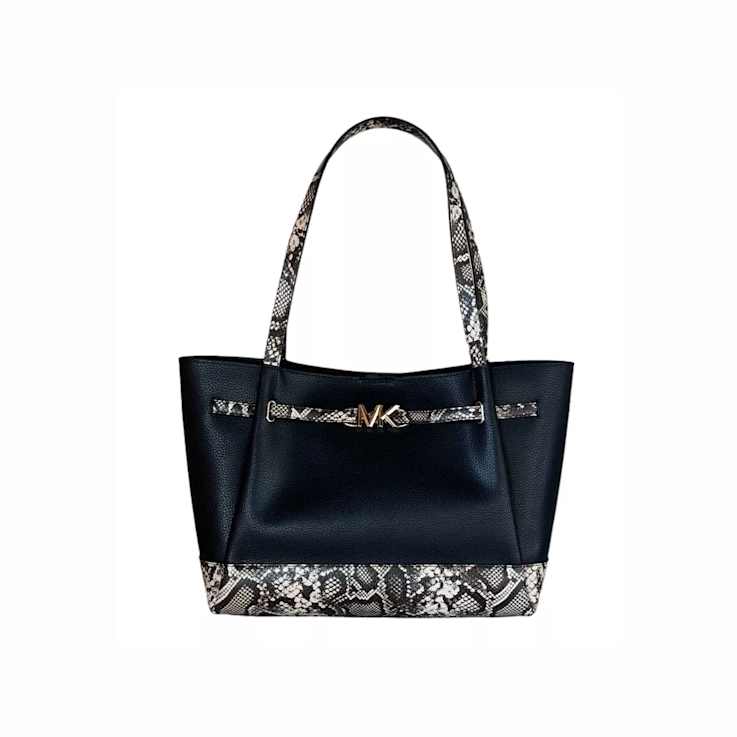 Michael Kors Reed Large Belted Tote Shoulder Handbag in Exotic Natural/Black