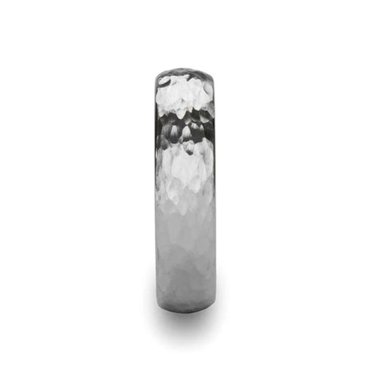 CHANDLER Domed Hammered Finish White Tungsten Ring 6mm