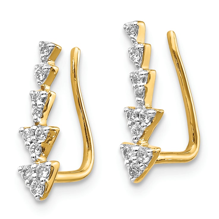 14K Yellow Gold Lab Grown Diamond Ear Climber Earrings