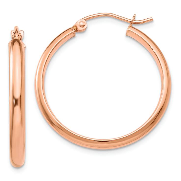 14k Rose Gold 1/1" Hoop Earrings