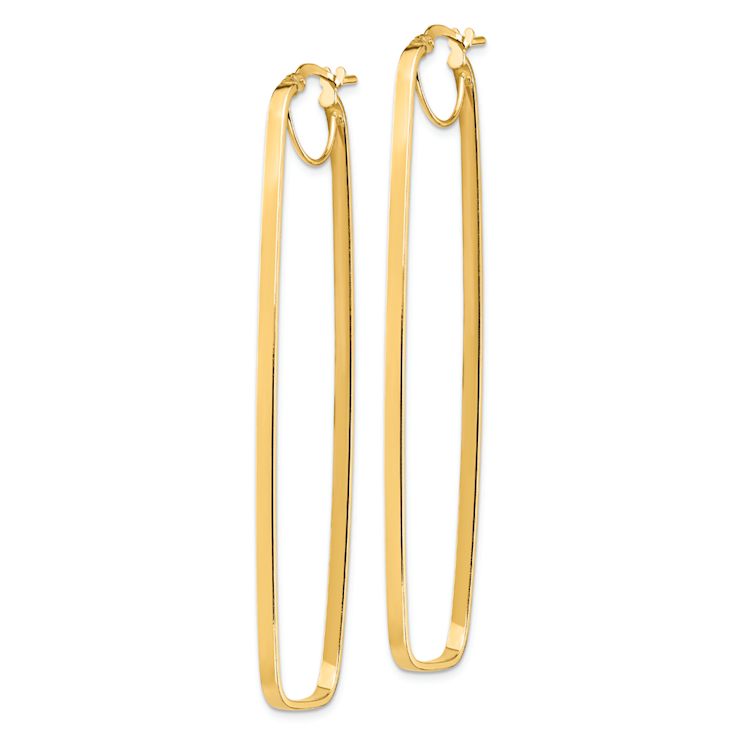 14k Yellow Gold 2 9/16" Polished Rectangle Hoop Earrings