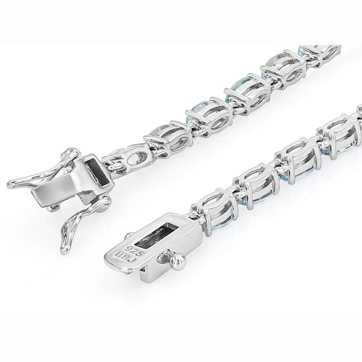Aquamarine Tennis Bracelet In Sterling Silver 4.62ctw