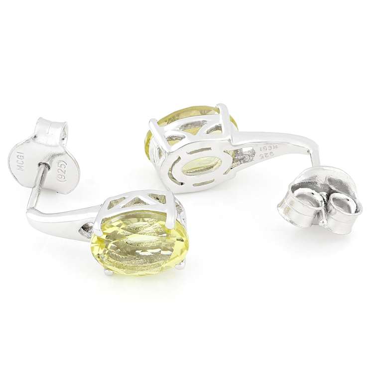 Lemon Quartz Drop Earrings In Sterling Silver