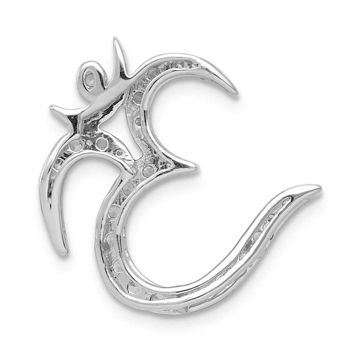 Rhodium Over 14k White Gold Diamond Om Symbol Chain Slide Pendant