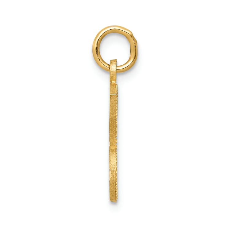 14k Yellow Gold Diamond-Cut and Brushed Sweet 16 Pendant