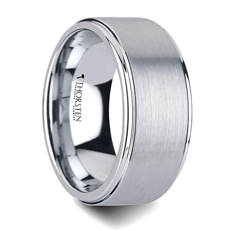 OPTIMUS Raised Center with Brush Finish Tungsten Ring 12mm