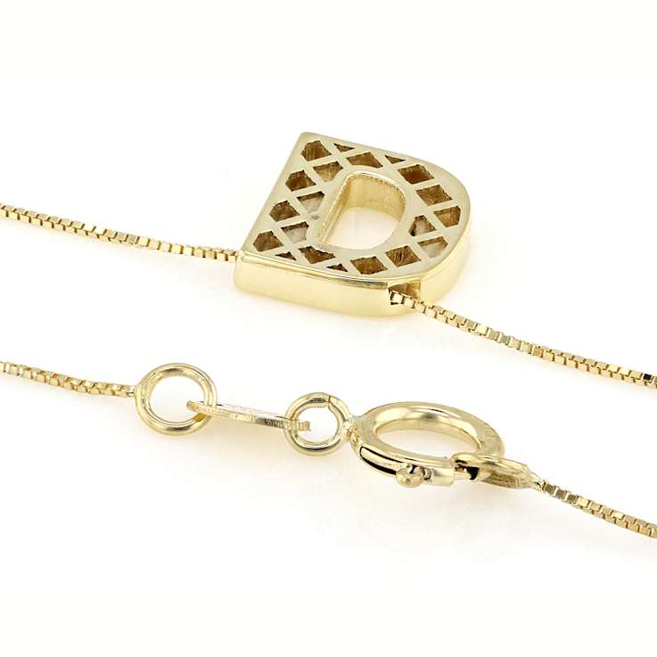 Block Letter D Initial Necklace In 10K Yellow Gold