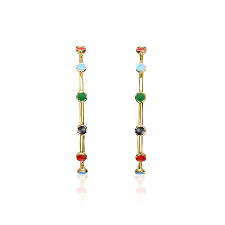 Enamel C-Hoop Earrings In 14K Gold Over Sterling Silver