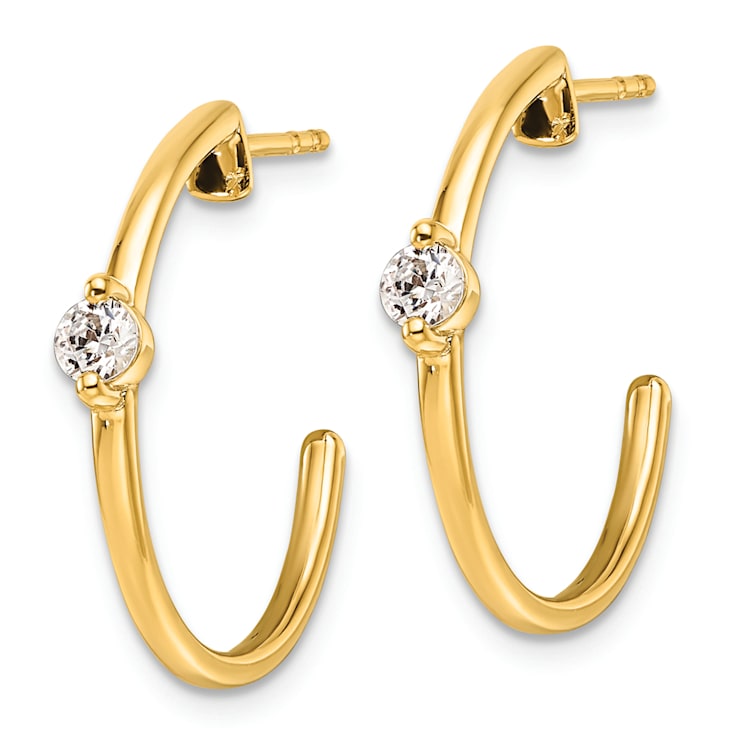 14K Yellow Gold Lab Grown Diamond SI1/SI2, G H I, Hoop Earrings