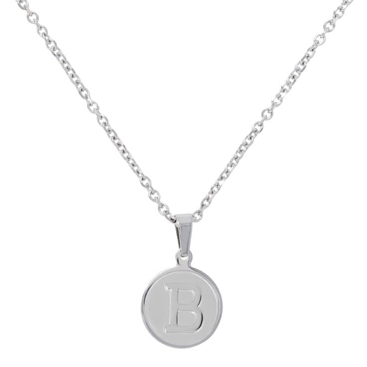 Initial B Charm Pendant Necklace In Silver-Tone