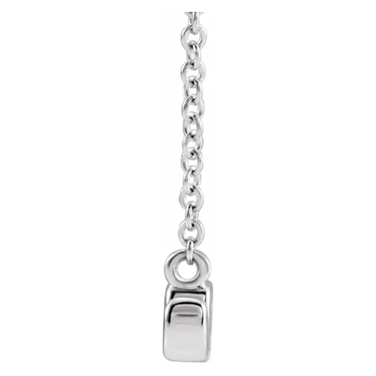 14K White Gold Petite Lowercase Script mom Necklace, 16 Inches.