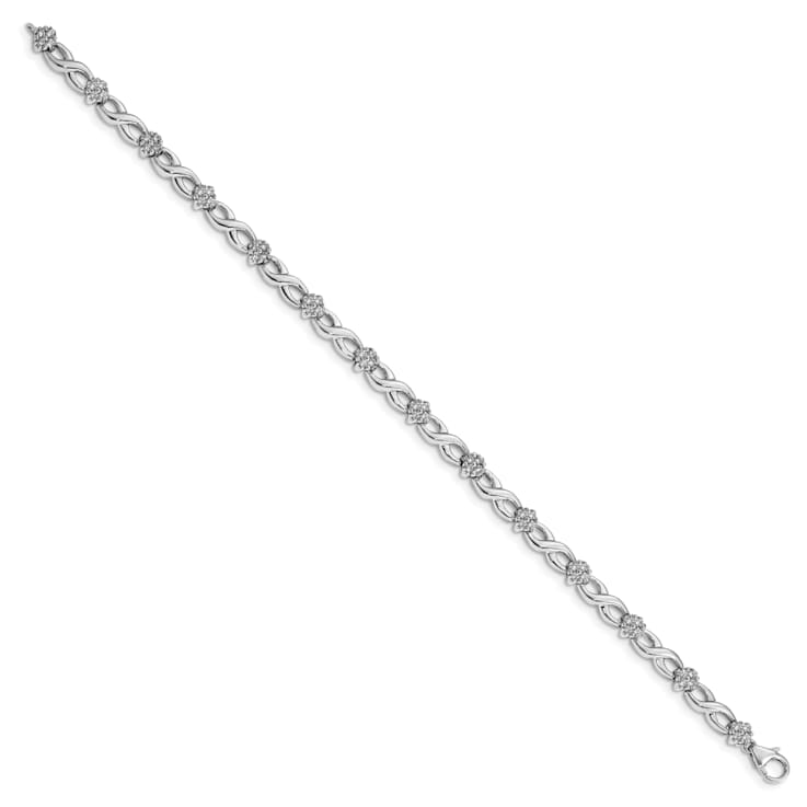 14K White Gold Lab Grown Diamond Flower Infinity Bracelet