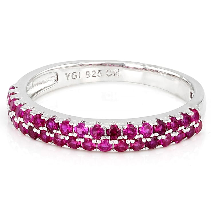 Lab-Created Ruby Stackable Band Ring In Sterling Silver