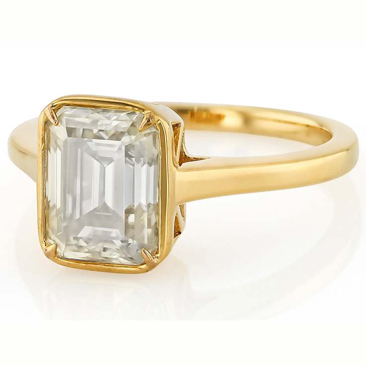 Timeless Emerald-Cut Moissanite Solitaire Ring In 14K Gold Over Sterling Silver