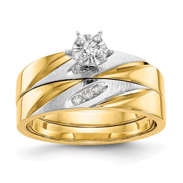 14K Yellow Gold AA Quality Engagement Ring 0.07ctw