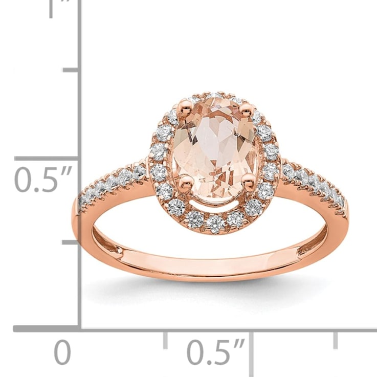 14K Rose Gold Morganite Diamond Halo Engagement Ring