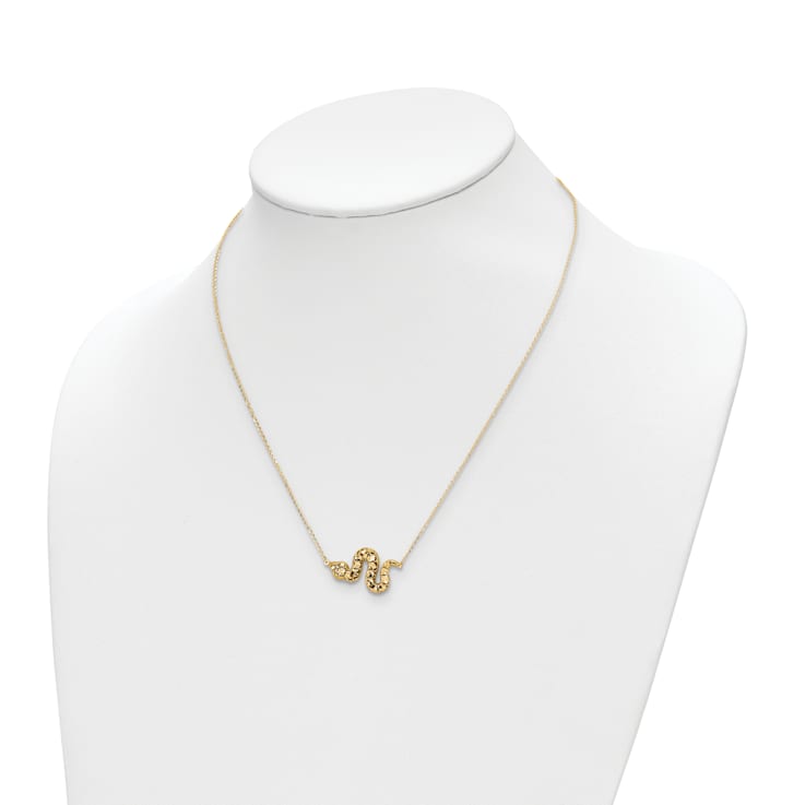 14K Yellow Gold Diamond-cut Snake Necklace