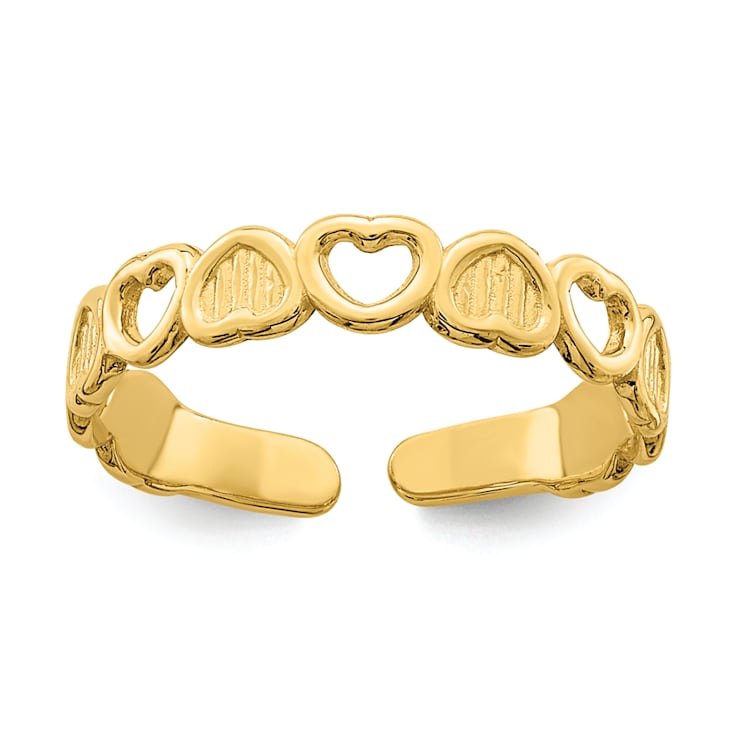 14K Yellow Gold Adjustable Heart Toe Ring 1D2YDA