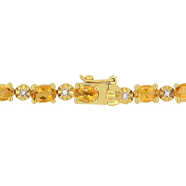 Citrine and Diamond Accent 18k Yellow Gold Over Sterling Silver Tennis
Bracelet 8.10ctw