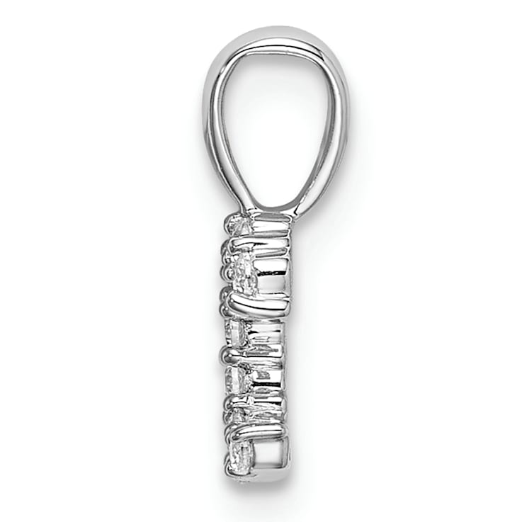 Rhodium Over 14K White Gold Lab Grown Diamond Letter C Initial Pendant