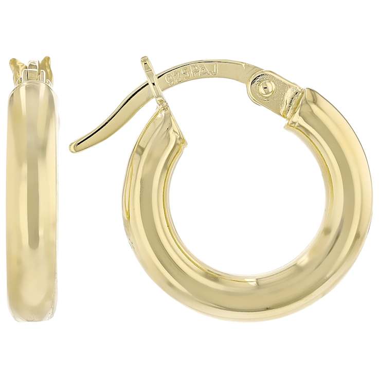 Polished Hoop Earrings In 18K Gold Over Sterling Silver 0.65 Inch