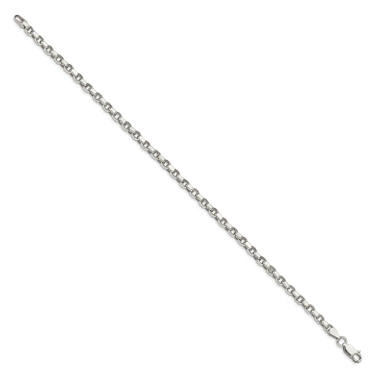 Sterling Silver 3.5mm Diamond-cut Rolo Chain Bracelet