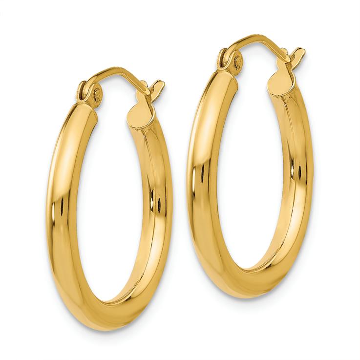 14k Yellow Gold 13/16" Polished Tube Hoop Earrings