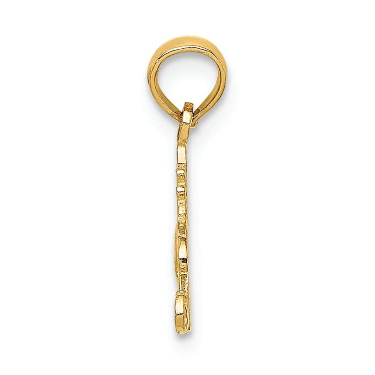 14k Yellow Gold Textured Number 1 Princess Charm