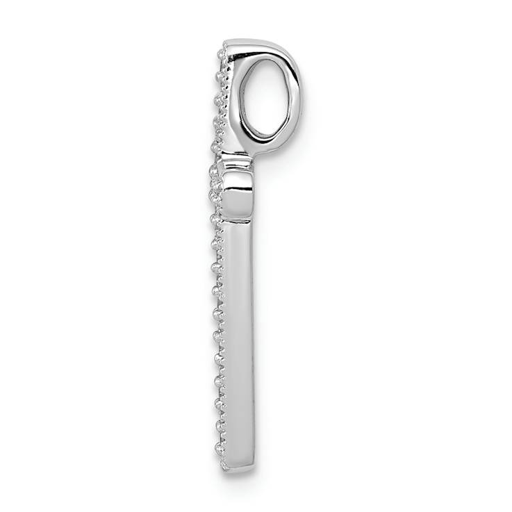 Rhodium Over 14k White Gold Diamond Cross Chain Slide Pendant