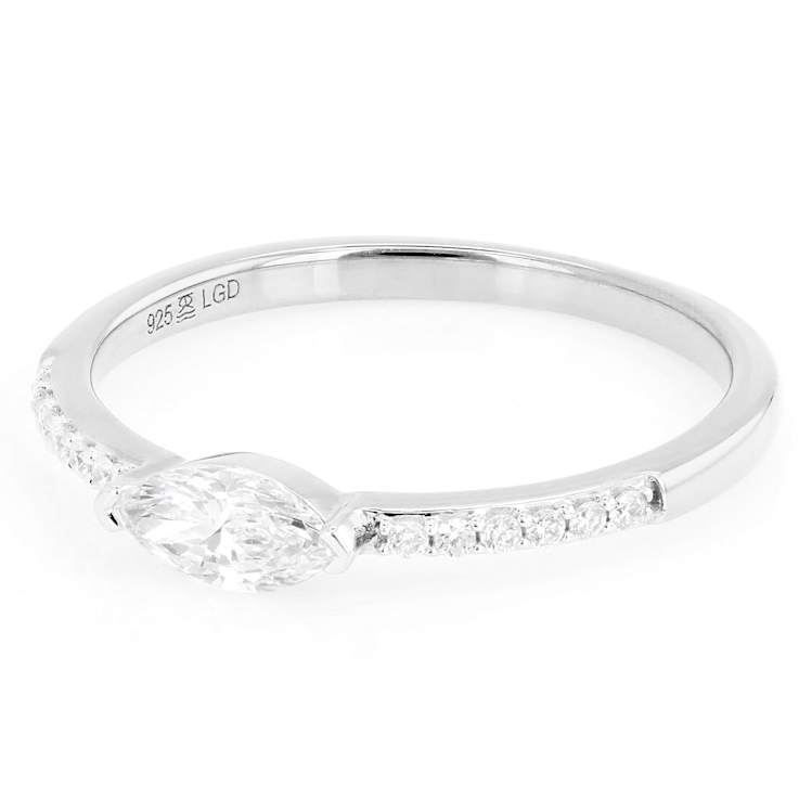 Marquise And Round Lab-Grown Diamond Band Ring In Sterling Silver 0.40ctw