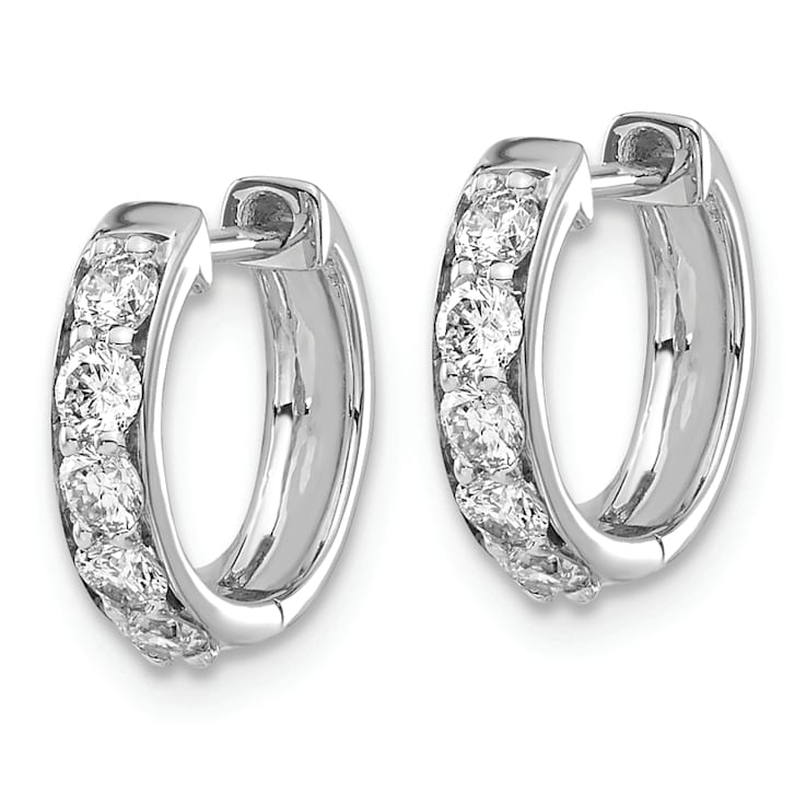 Rhodium Over 14K White Gold Lab Grown Diamond SI1/SI2, G H I, Hinged
Hoop Earrings