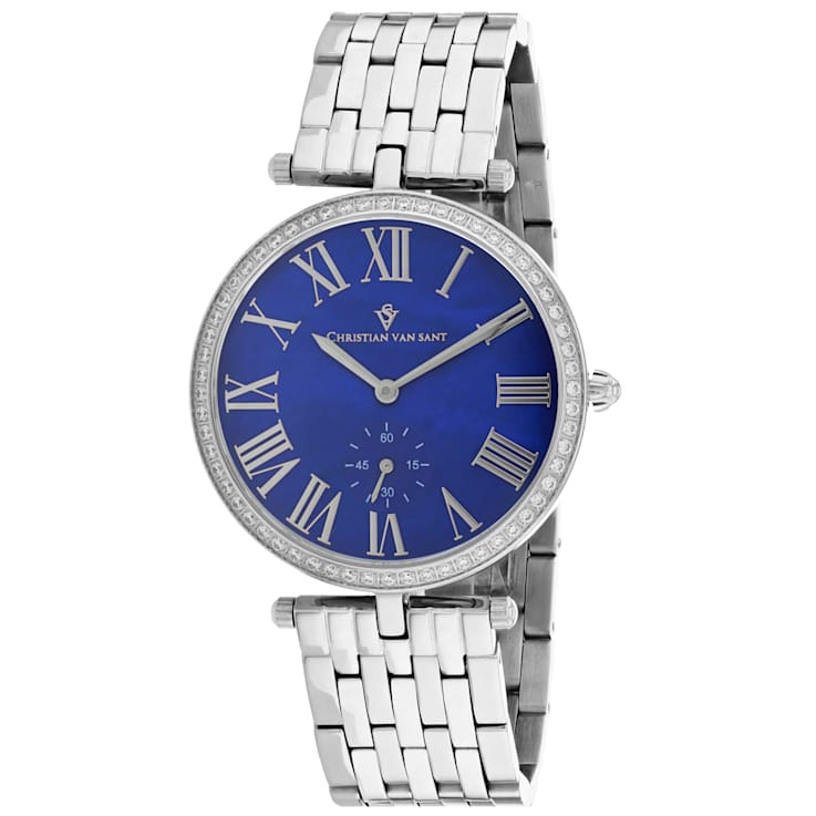 Christian Van Sant Women's Hush Blue Dial, Stainless Steel Watch