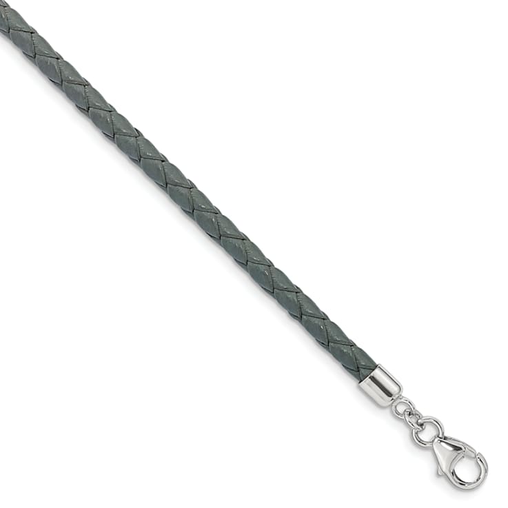 Gray Leather 14" with 2" Extension Choker or Wrap Bracelet