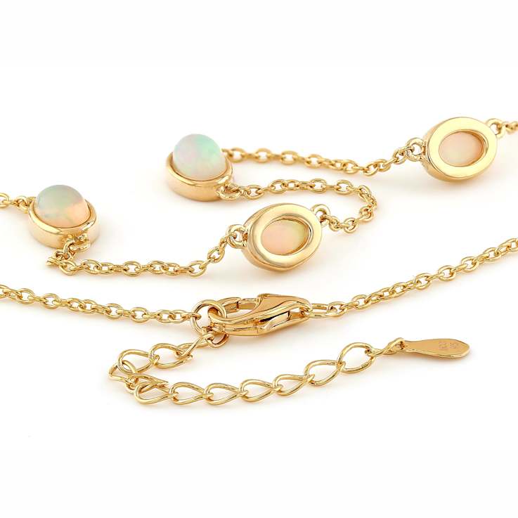 Opal Station Necklace In 18K Gold Over Sterling Silver 3.21ctw