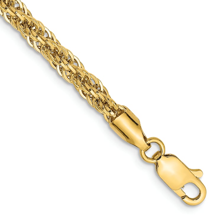 14K Yellow Gold 3.3mm Diamond-cut Semi-Solid Chain Bracelet