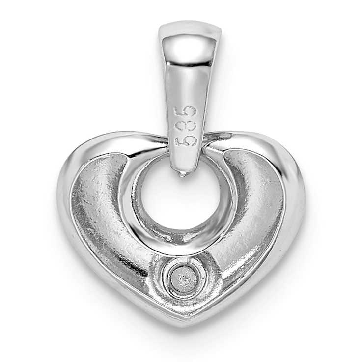 Rhodium Over 14k White Gold 3D Cubic Zirconia Heart Pendant
