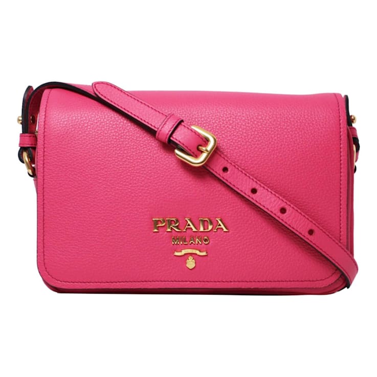 Prada Vitello Phenix Peonia Leather Flap Crossbody Bag 17SPQA