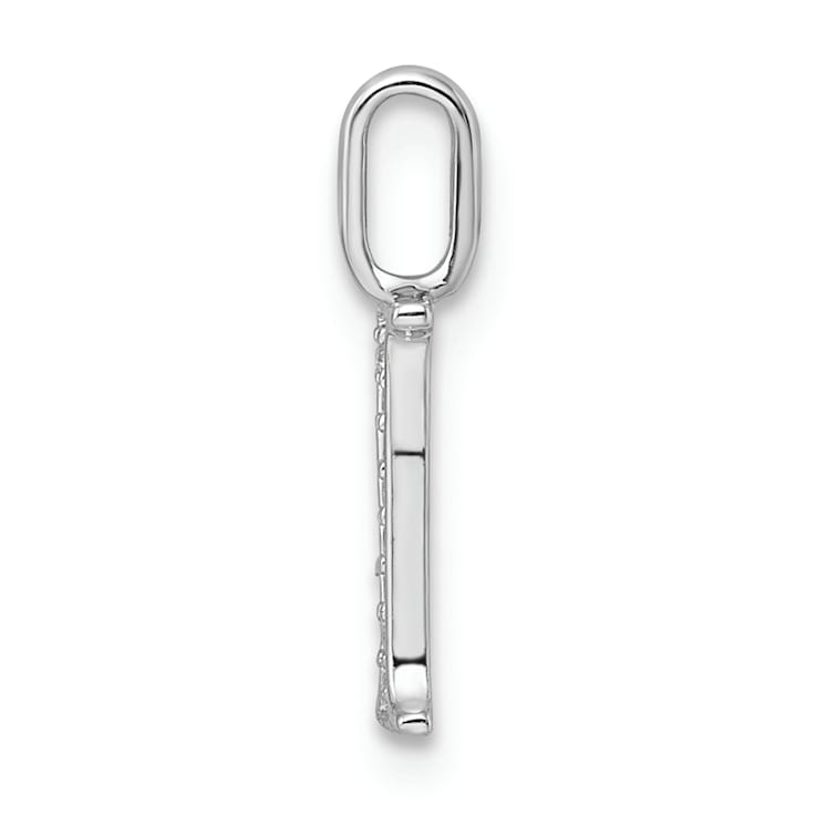 14K White Gold Diamond Letter I Initial Pendant