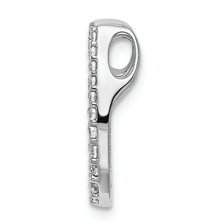 Rhodium Over 14k White Gold Diamond Horseshoe Chain Slide Pendant