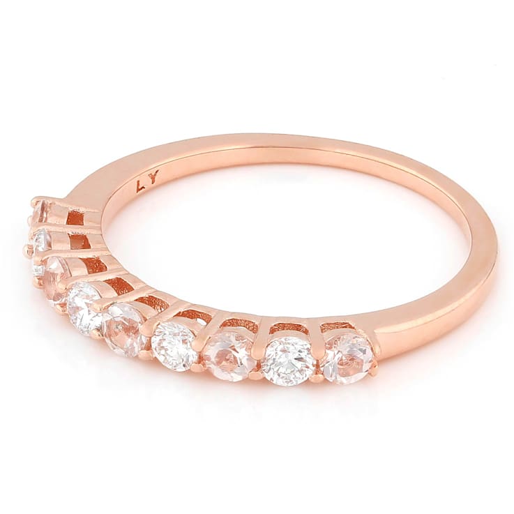 Morganite And Lab-Grown Diamond Band Ring In 18K Rose Gold Over Sterling
Silver 0.48ctw