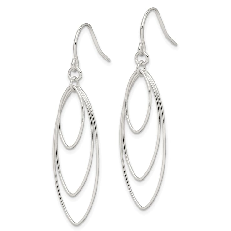 Sterling Silver Polished Triple Marquise Shape Dangle Earrings
